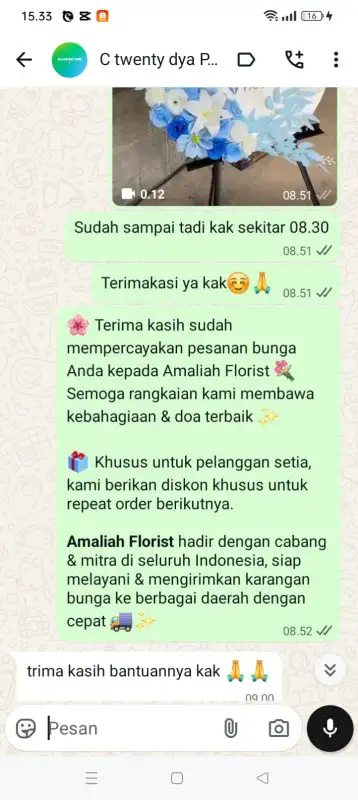 Testimonial krans bunga BANGKALAN